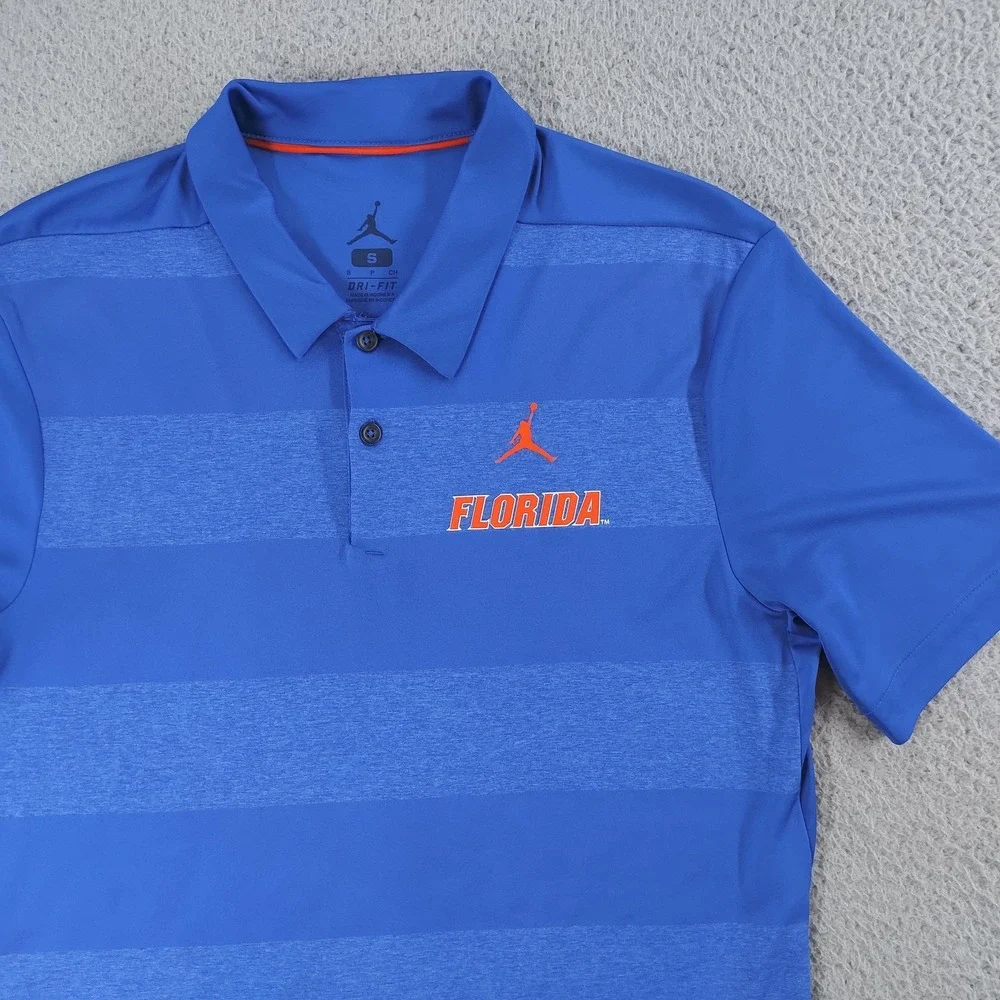 Florida Gators Shirt Mens Small Blue Dri Fit Jordan Polo Striped